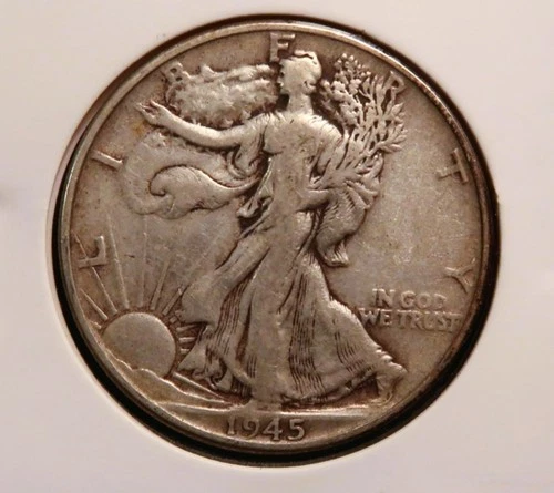 1945 50C Walking Liberty Half Dollar - VF Condition - Family Collection - 1087