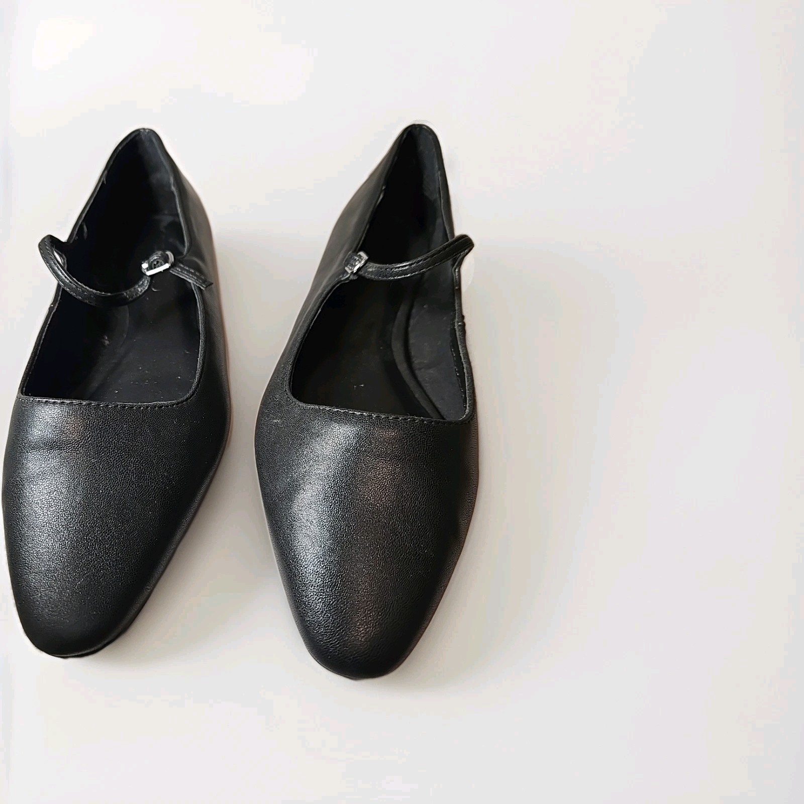 Open Edit Womens Regina Mary Jane Black Pointed Toe Flat Size 8