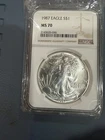 1987 $1 American Silver Eagle NGC MS70 Brown Label