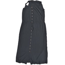 J.Jill Black Shirt Dress Midi Size S Button Front Sleeveless Belt