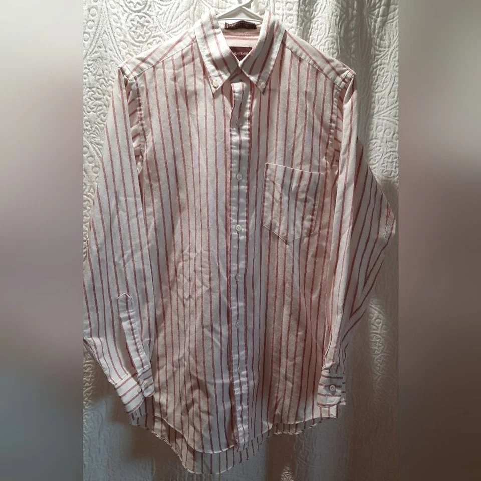 Camisa Ralph Lauren Chaps Para Hombre 14.5 Blanca Roja Rayas Preppy Western De Colección Foto 2 de 4