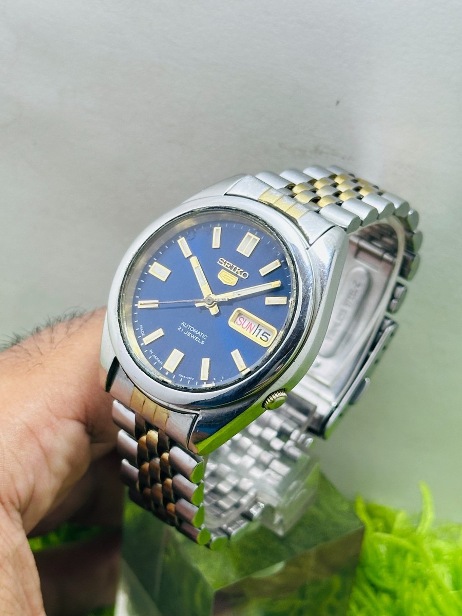 Vintage Seiko 5 7S26-00X0 Blue Dial Automatic 21 J Jubilee Day