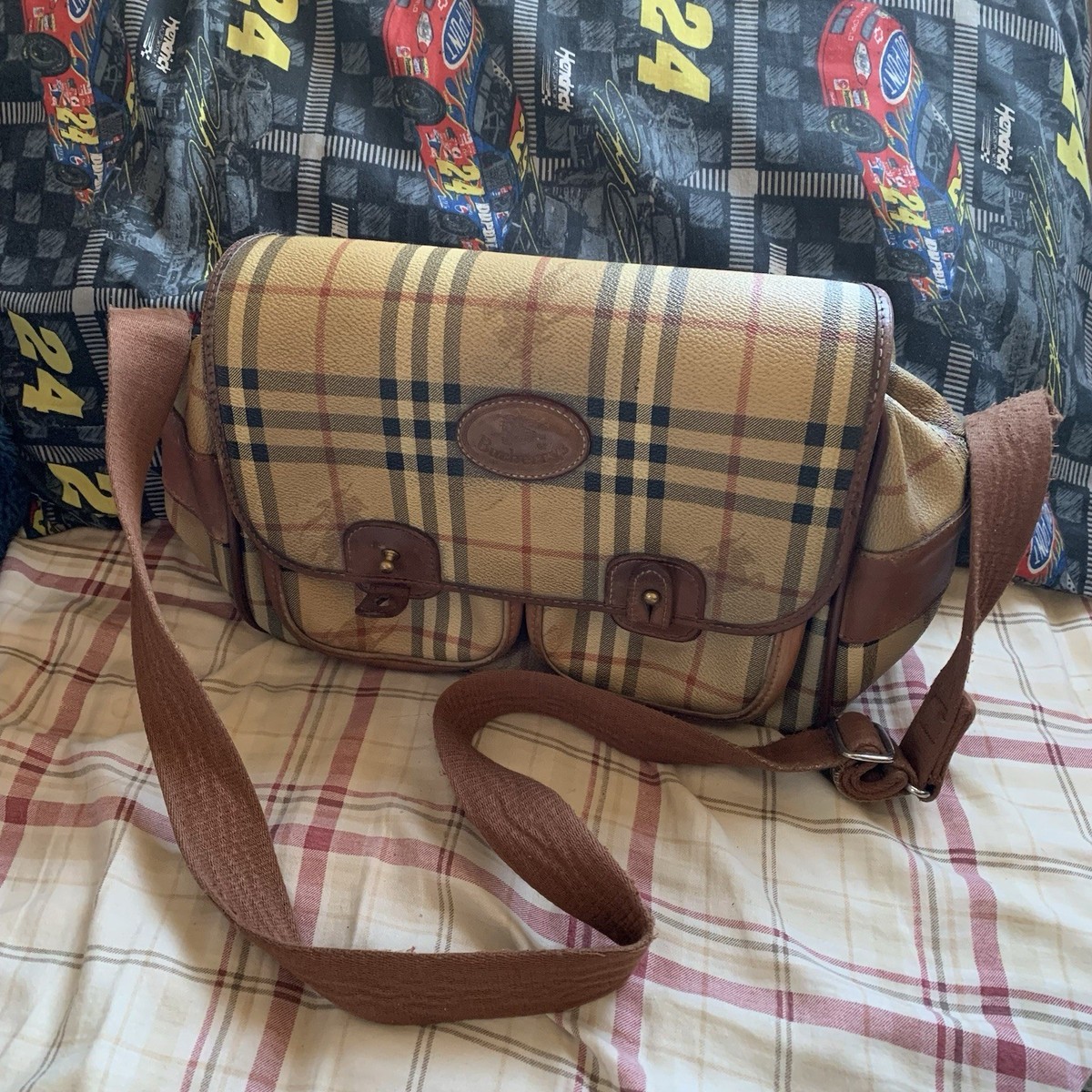 Vintage Burberry Messenger Bag Nova Check Shoulderbag | eBay
