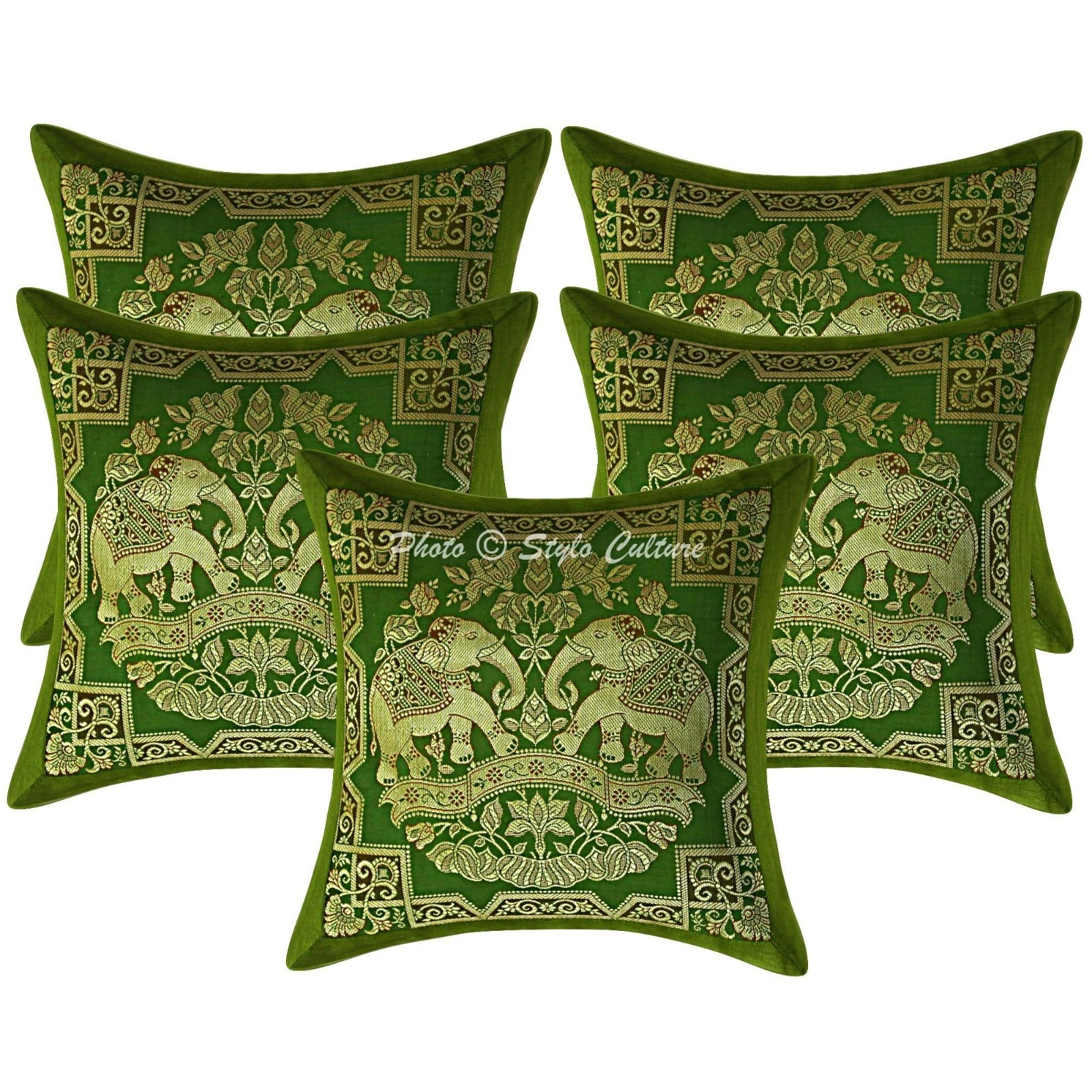 Bohemian Brocade Throw Pillow Covers Jacquard Elephant 30x30 cm Cushion Cover