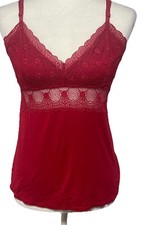 Vintage Babydoll Large Cami Red Lace Trim Romantic Dainty Chemise Y2K Camisole