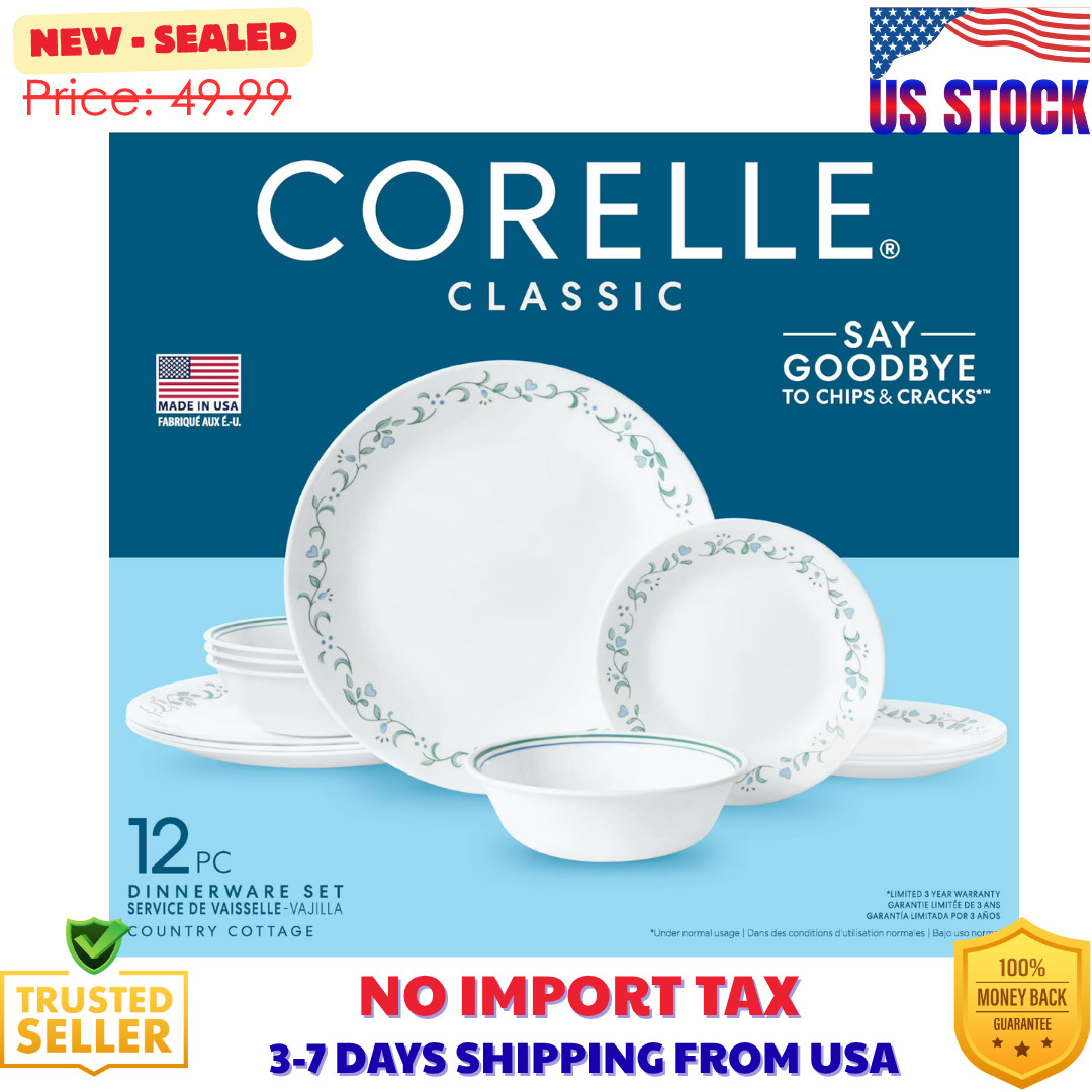 Corelle Country Cottage 12-Piece Glass Dinnerware Set (Servi