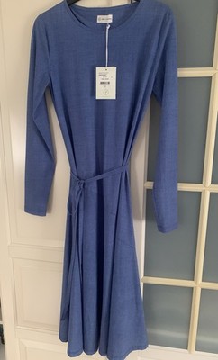 Jane Lushka Jessica Damen Midi Jerseykleid hellblau Polyamid Elastan XS Gürtel