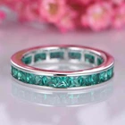 2ct Natural Emerald Channel Set Full Eternity Band 14K White Gold Plated