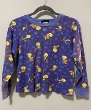 Vintage Looney Tunes Small Collection Classic Tweety Turquoise Pajama Top Blue