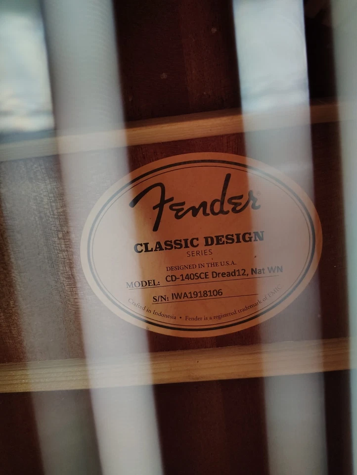 芬达 CD-140SCE 12 弦无畏原声电吉他,自然 — 第 3/4 张图片