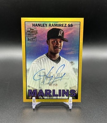 2025 Topps Archives Hanley Ramirez Auto Gold Foil /50 Miami Marlins #67FFA-HR