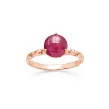 Natural Ruby 3-Prong Faceted Gemstone Rose Gold Plated 925 Sterling Silver Ring