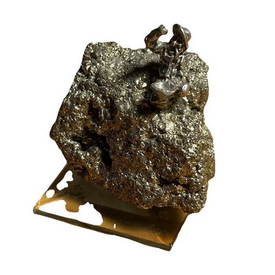 Unique Gold Miner Rock Art Decor - Handcrafted Collectible Piece Souvenir Pyrite