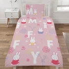 Miffy Floral Single Duvet Cover And Pillowcase Set Reversible Kids Bedding