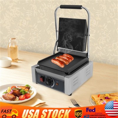 Commercial Panini Press Grill Electric Sandwich Maker Griddle Plate 8''x9'' 1800W
