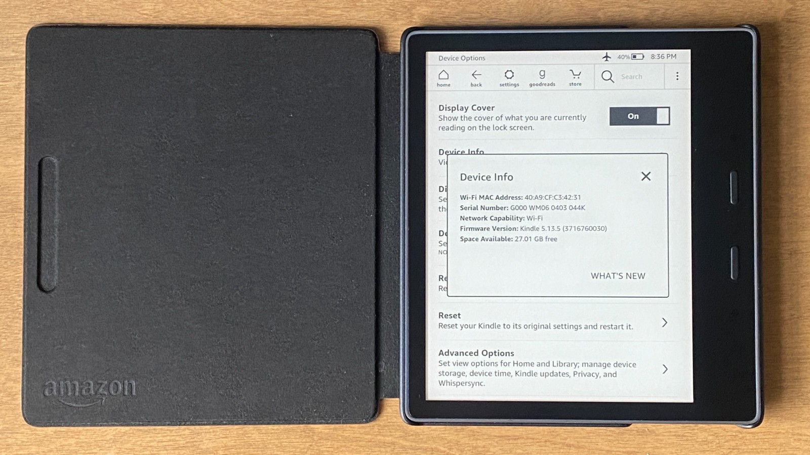 Amazon Kindle Oasis 3 10th Generation 32GB Wi-Fi + Genuine Leather Case Bundle