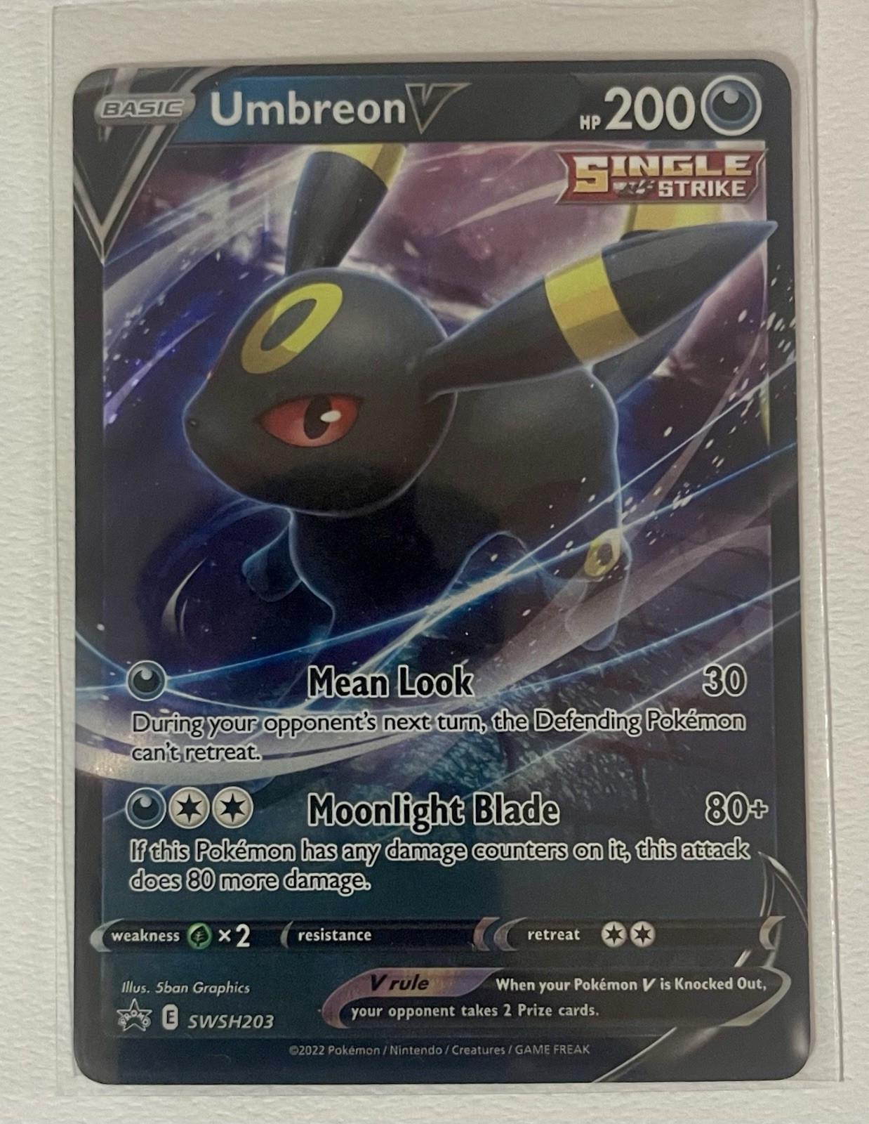 The Pokémon TCG Umbreon V SWSH203 SWSH Promo Single Strike Holo EN 200 HP