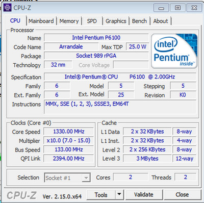 Intel Pentium P6100 2.00GHz CPU Sockel G1 Notebook Prozessor funktionstüchtig