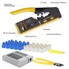RJ45 Crimp Ethernet Pass through Crimper Crimp Tool Kit Network Cat5 Cat6 Cat7.
