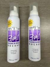 2 PACK Condition 3-in-1 Max Hold Mousse W Sunscreen 6oz Rare NEW DISCONTINUED