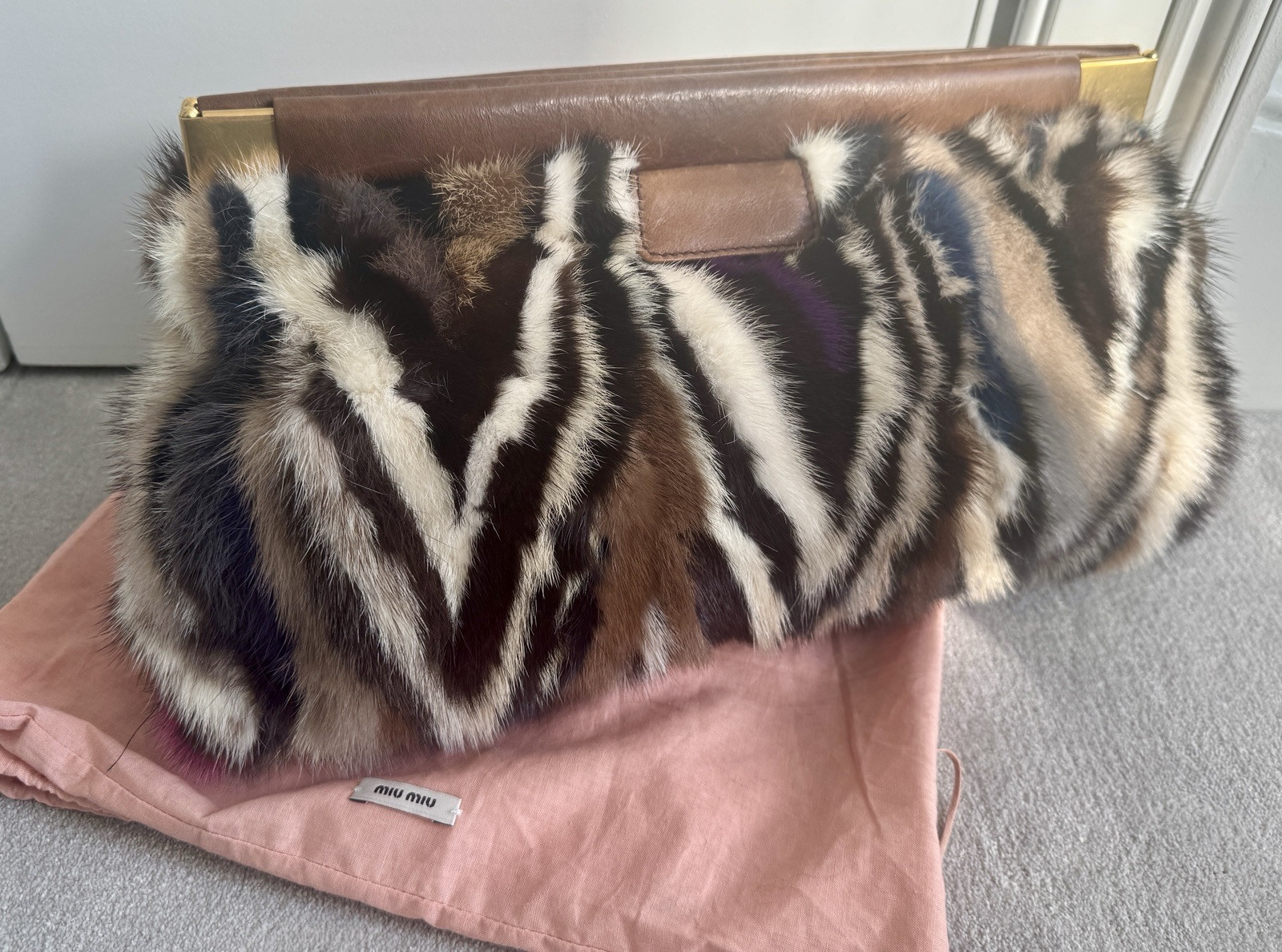 Miu Miu Clutch Bag In Rainbow Mink Patchwork Mult… - image 22