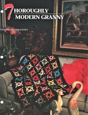 Thoroughly Modern Granny Afghan & Pillow  Annie's Attic Crochet Pattern Leaflet