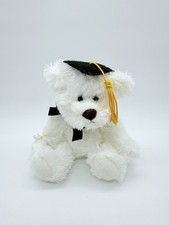 Russ White Bear Graduation Animated Plush Stuffed Animal Toy 7"