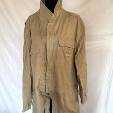 Carhartt FR Flame Resistant Beige Cotton Twill Work Coveralls Jumpsuit 50 Reg