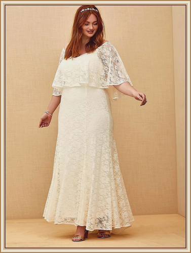 NEW TORRID ( 1X 14 ) IVORY LACE CAPELET OVERLAY SPECIAL OCCASION WEDDING DRESS
