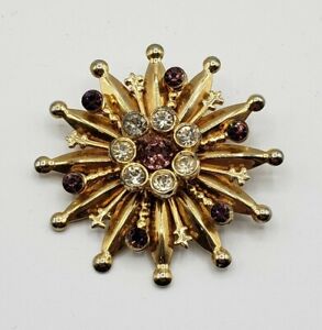 Vintage 1980s Gold Amber /& Brown Snowflake Brooch