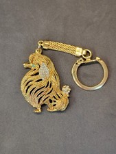 VTG Mid-Century MCM Gold Tone Metal Long-Haired Poodle Dog 70s 80s Keychain Rare