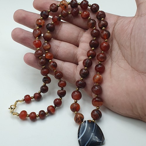 Carnelian Agate With Natural Pattern Suliemani Agate Pendant Vintage Necklace - Picture 17 of 22
