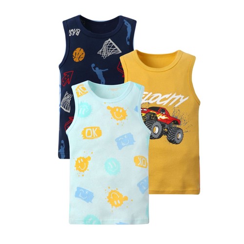 3Pack Childrens Undershirts Toddler Boys' Cotton Tank Tops Kids Sleeveless Shirt - Picture 19 of 27