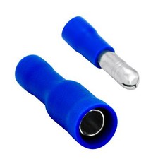 100 Vinyl Bullet Terminal Connector Blue 16-14 GA AWG Gauge 0.156'' Male Female