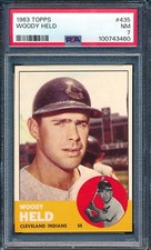 1963 Topps #435 WOODY HELD Cleveland Indians  Looks Mint  ~ PSA 7