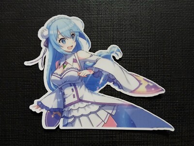 Aqua from Konosuba as Emilia ReZERO Re Zero Glossy Sticker Anime Waterproof!