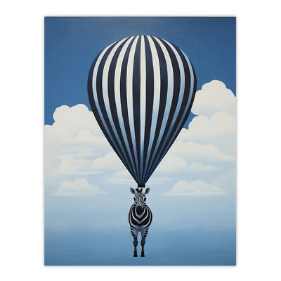 Surreal And Stripes Zebra Ballon Abenteuer über Wolken Wandbild Poster Druck