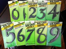 NIP, Hy-Ko, Black Hammered, Die-Cast Aluminum Numbers, Various