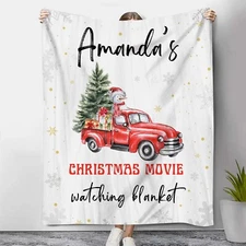 Personalized Christmas Movie Watching Name Blanket – Cozy  Snowman Winter Design