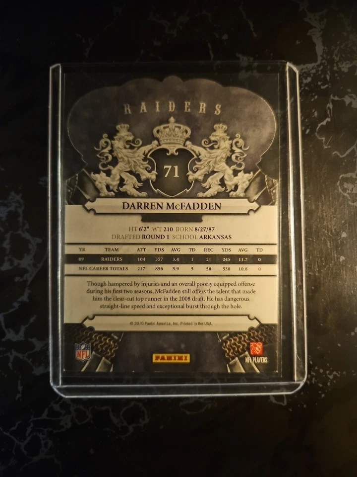 2010 Panini Crown Royale Darren McFadden Oakland Raiders Die Cut #71 (12) - Image 2 of 2