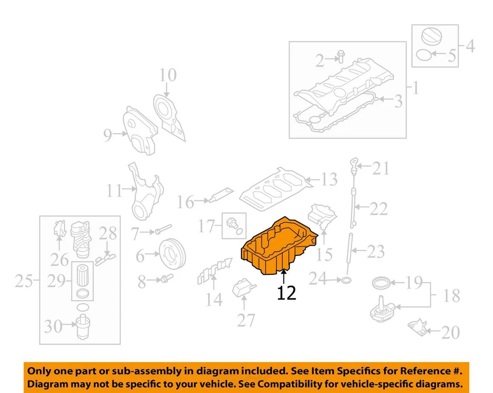 Panela de óleo do motor FWD automática 2.0L fabricante de equipamento original 2008 Audi TT - Imagem 3 de 4