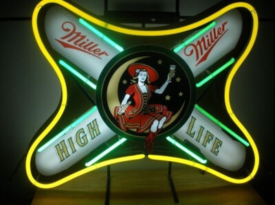 US STOCK Miller High Life Girl Miller Lite Beer 20''x16'' Neon Sign Lamp Light Pub