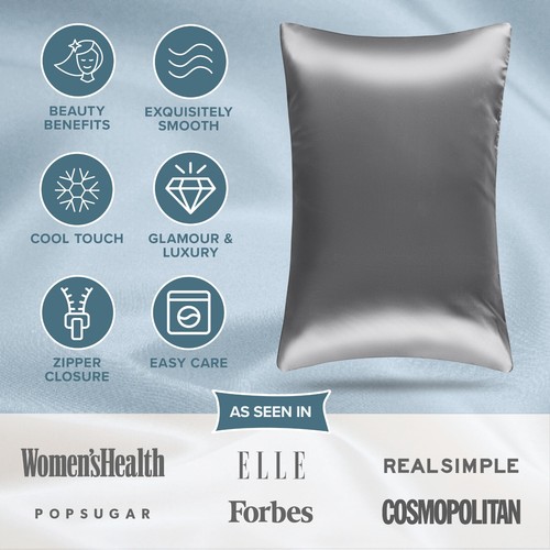 Fundas de almohada de poli satén Bare Home con cierre de cremallera - Paquete de 2 - Imagen 36 de 64