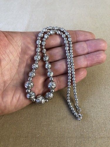 Italy Sterling Silver 925 Graduated Beaded Ball Chain Necklace 18” - Picture 11 of 14
