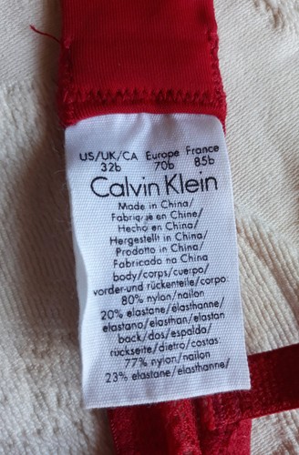 Calvin Klein Red Contour Lace Bra Size 32B / 10B - Picture 5 of 8