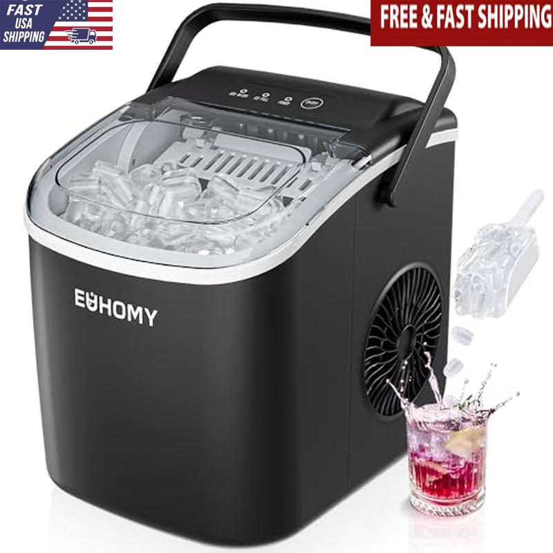Portable Ice Maker 26lbs/24Hrs 6 Min Ice Cubes Auto-Cleaning Home/Camping/RV New-image