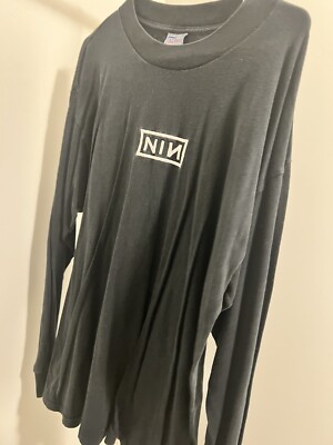 Nine Inch Nails - Vintage 90s Long sleeve shirt - embroidered NIN logo - XL 