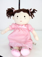 Rag Doll Silver Cross Rosie Soft Toy Dolly Pink Dress Brown Hair Freckles 24 cm