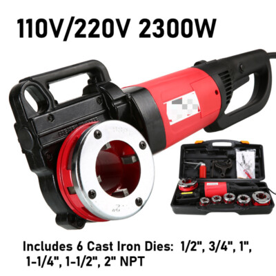 2300W Handheld Electric Pipe Threader Threading Machine W/6pc NPT Die 1 ...