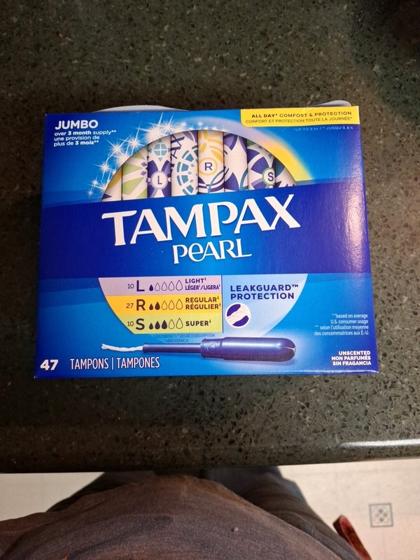 Tampax Pearl Tampons Trio Pack Light/Regular/Super Unscented 47 CT Unopened